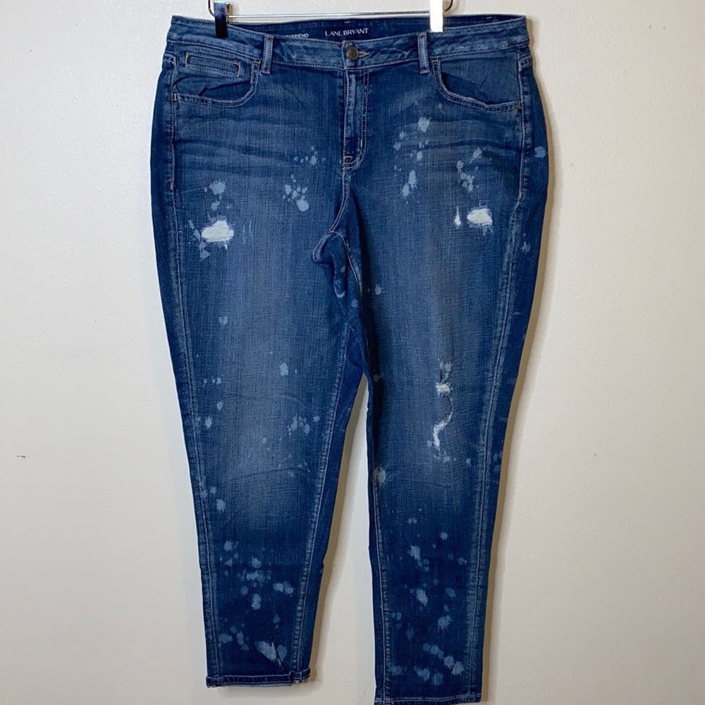 Lane Bryant Boyfriend Distress Bleach Spotted Jeans Sz 20